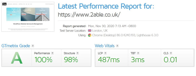 2able GTMetrix Score 2able GTMetrix Score